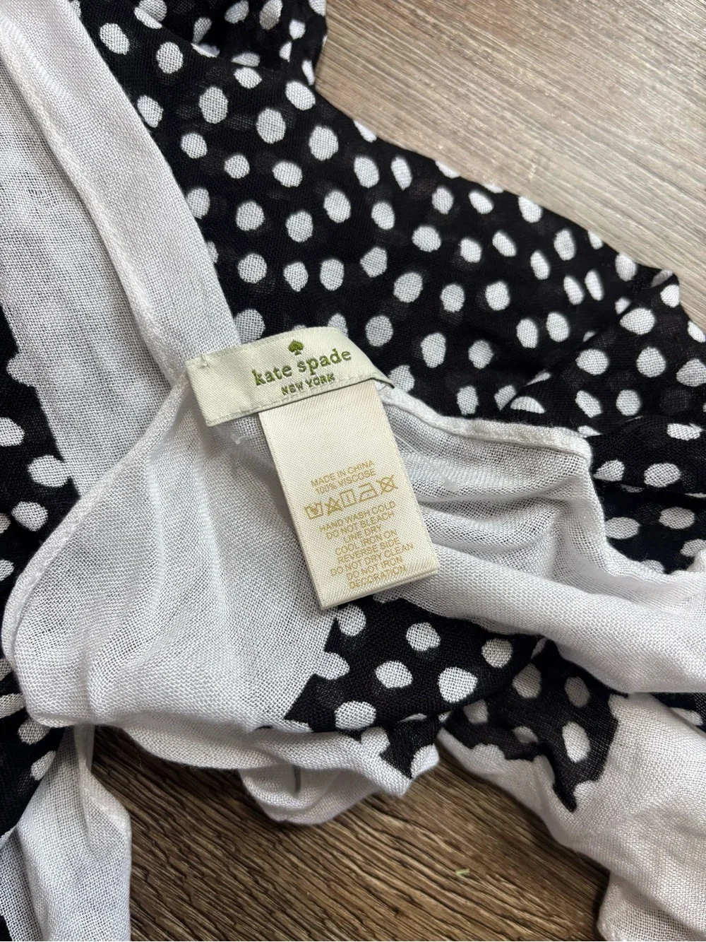 Kate Spade New York Black and White Polka Dots Oblong Wrap Scarf Timeless